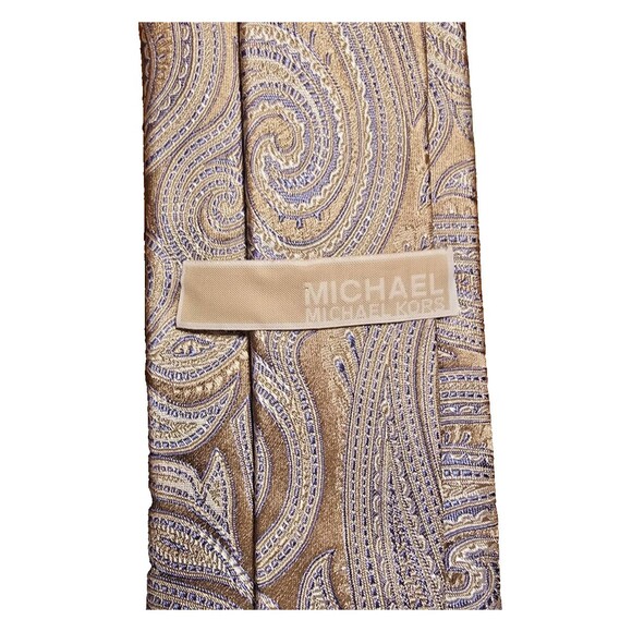 Michael Kors Gold and Blue Paisley Necktie - Picture 3 of 4